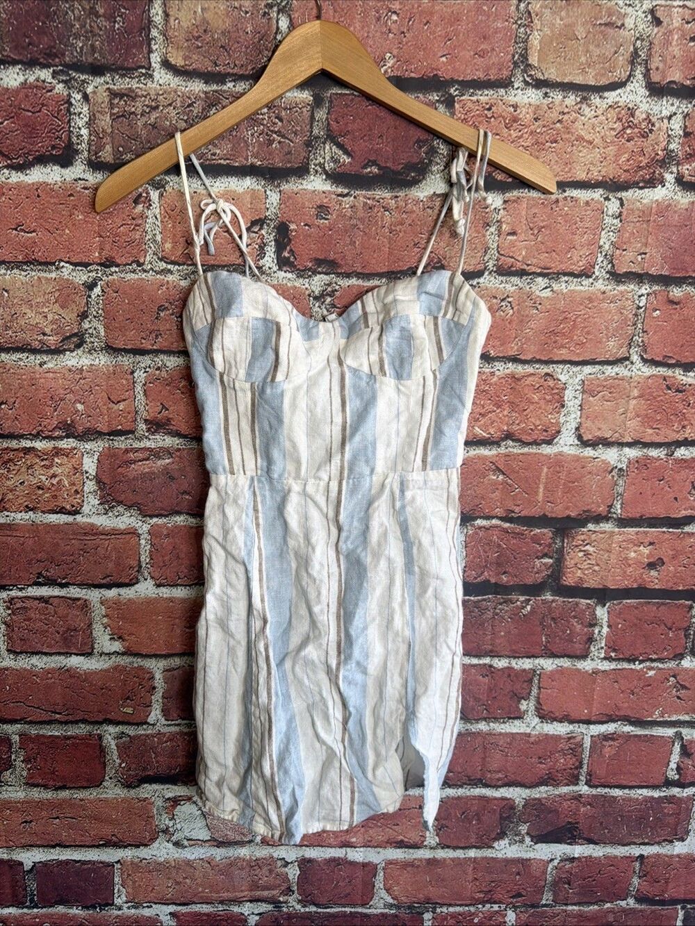 Reformation Linen Mini Dress Women’s Size 2 Striped Blue And White